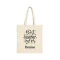 Personalized Best Teacher Ever canvas tote bag with floral script and custom name