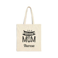 Personalized Blessed Mom canvas tote bag with floral design and custom name