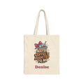 Personalized coffee lover canvas tote bag with iced coffee design and custom name