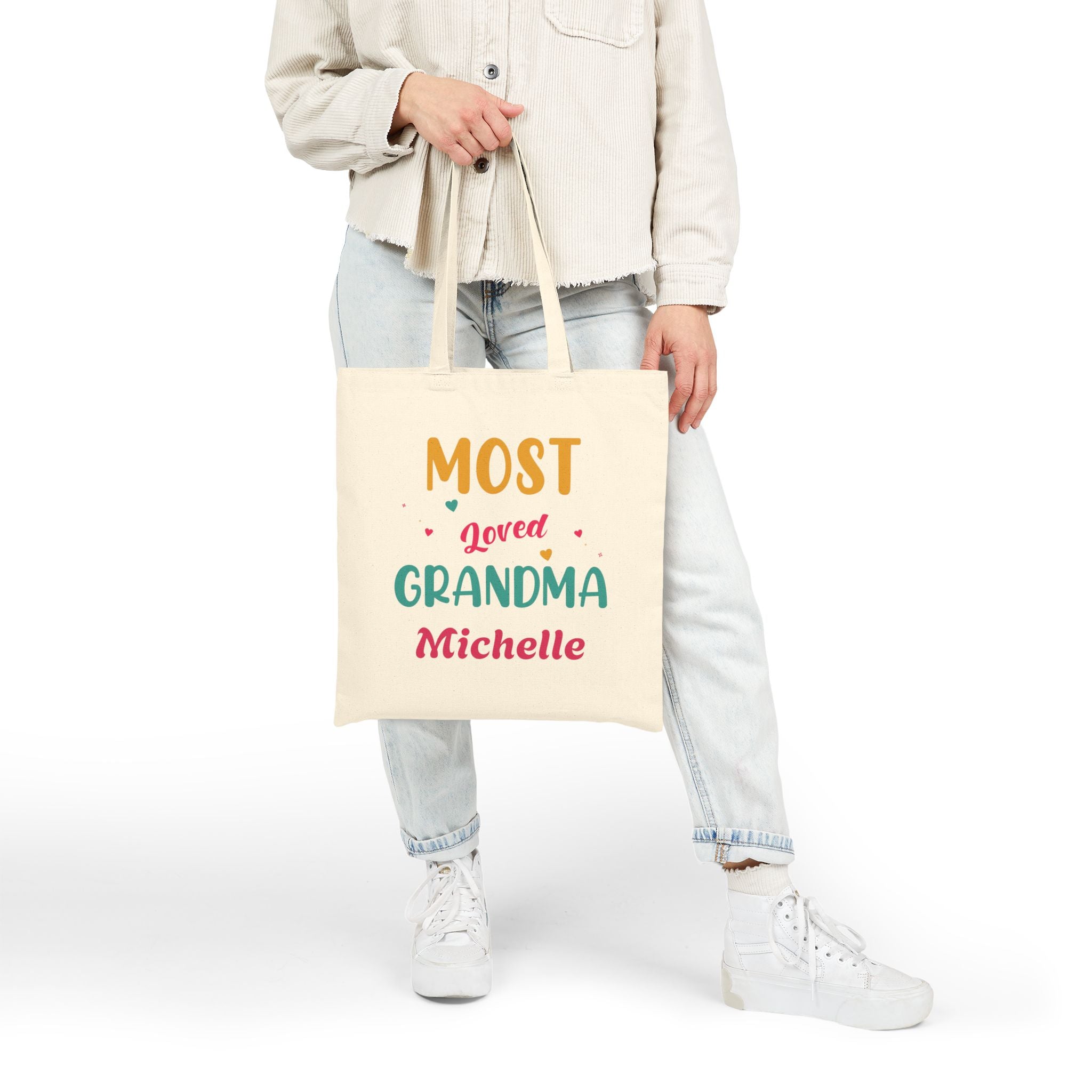 Colorful Grandma tote bag carried on the shoulder