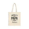 Personalized World's Best Papa Ever canvas tote bag with distressed lettering and custom name